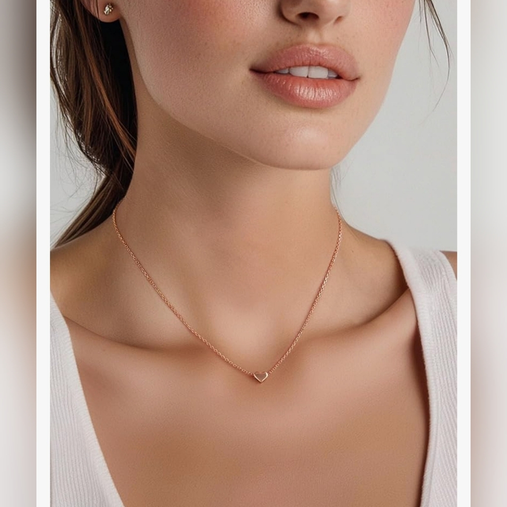 ChicSilver NIB  Rose Gold Plated Heart   Tiny Heart Pendant Necklace O/S
